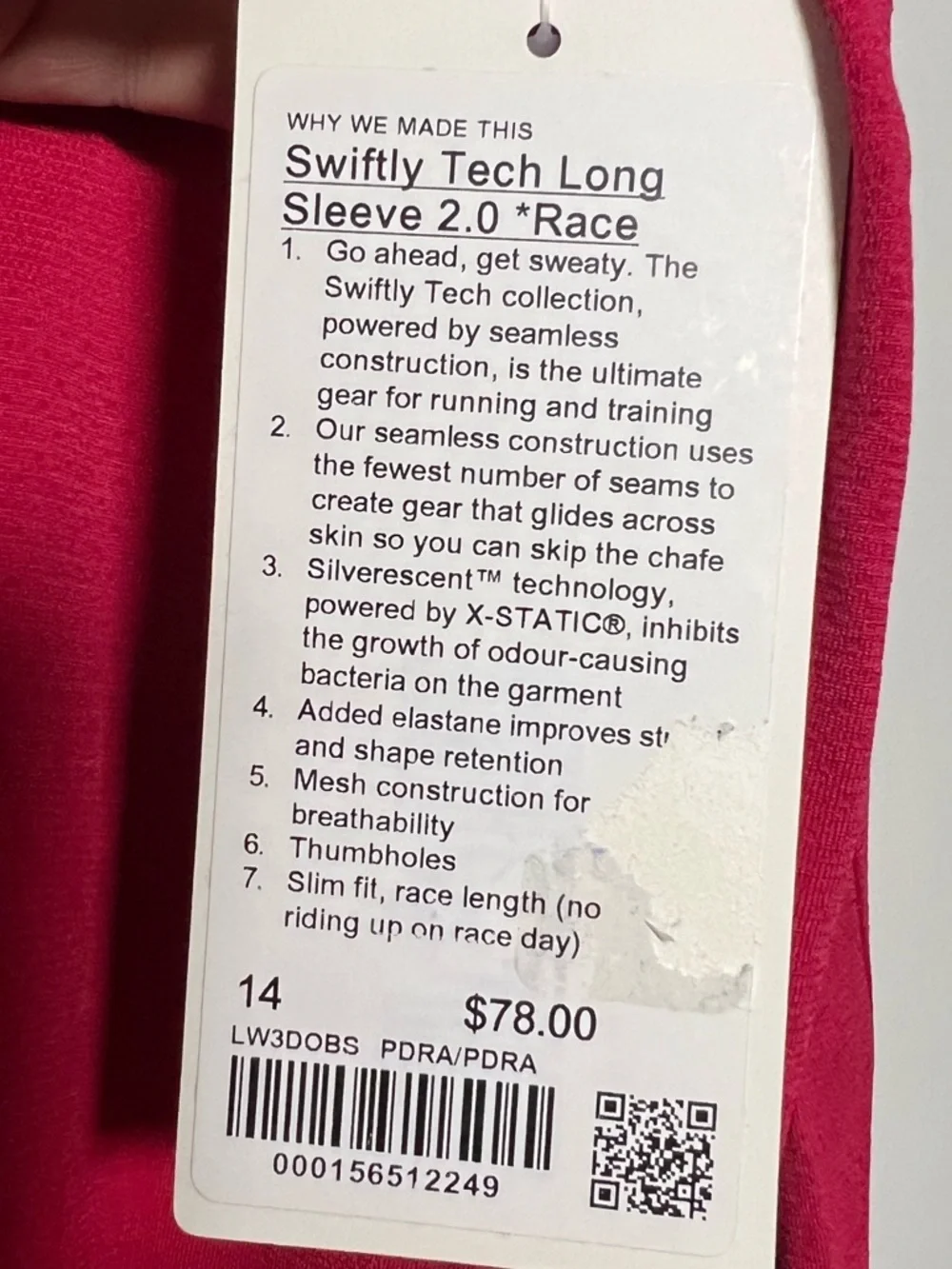 lululemon Swiftly Tech Long-Sleeve Shirt 2.0 Waist Length Pink Dragonfruit 2025 - Picture 11 of 11